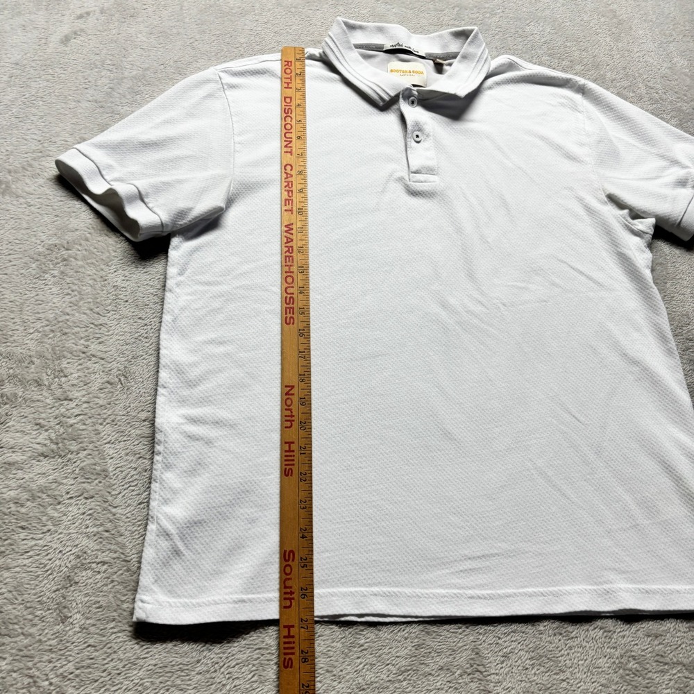 Scotch & Soda Jacquard Polo Shirt Mens L White Textured Pique Cotton Blend - Picture 7 of 7